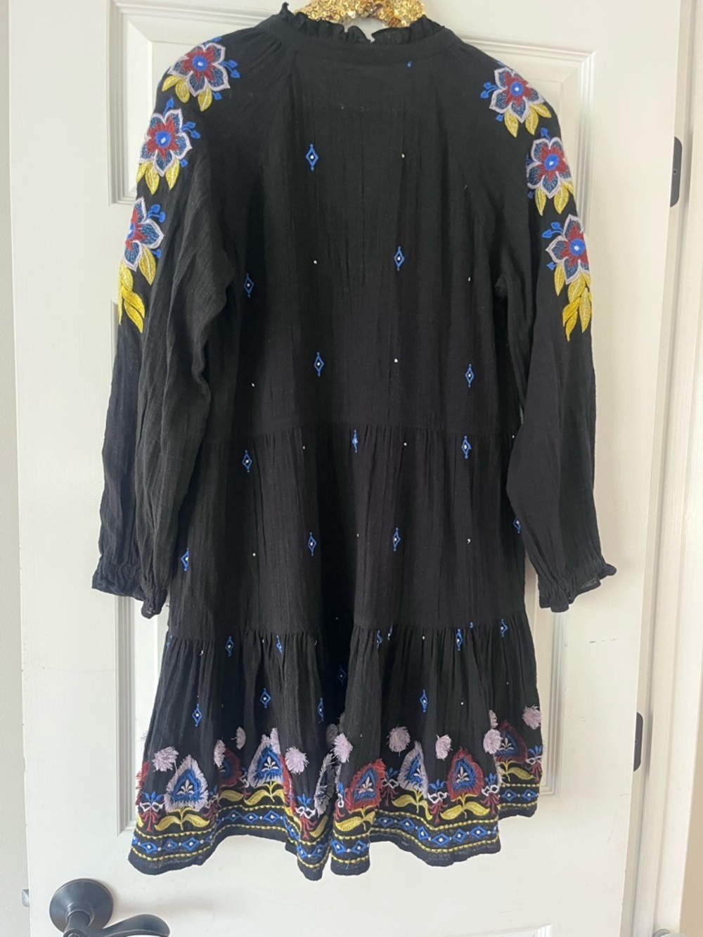 Roller Rabbit Fleur Nuuv Janni Embroidered Dress Tiered Cotton Boho Sz XS - Picture 3 of 9
